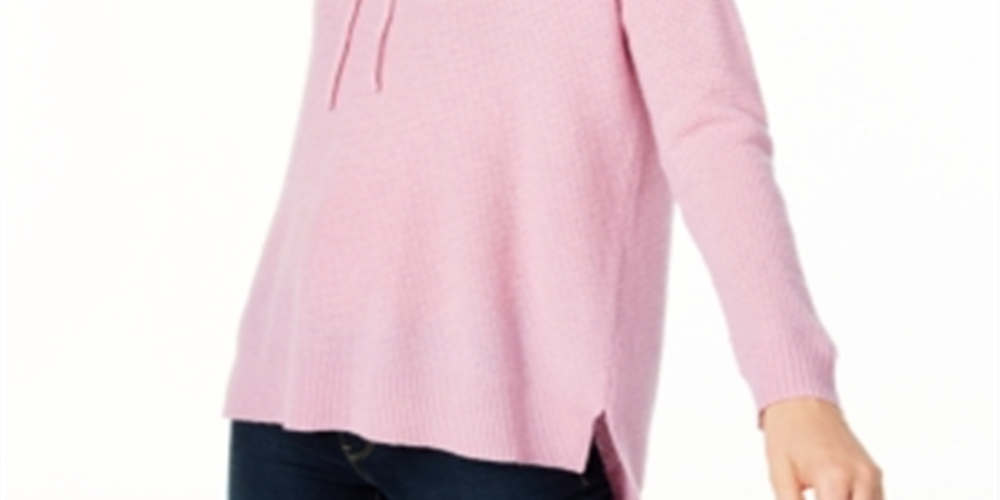 Suéter térmico feminino de cashmere Charter Club com capuz, rosa, tamanho X-S
