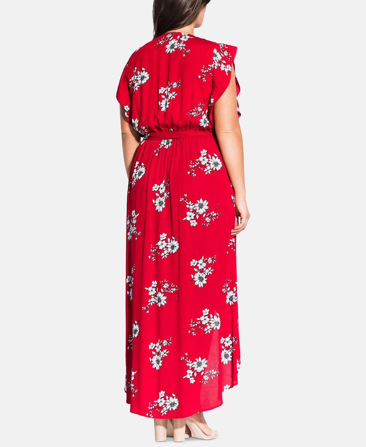 Vestido longo floral feminino City Chic Trendy Plus Love vermelho tamanho 18W