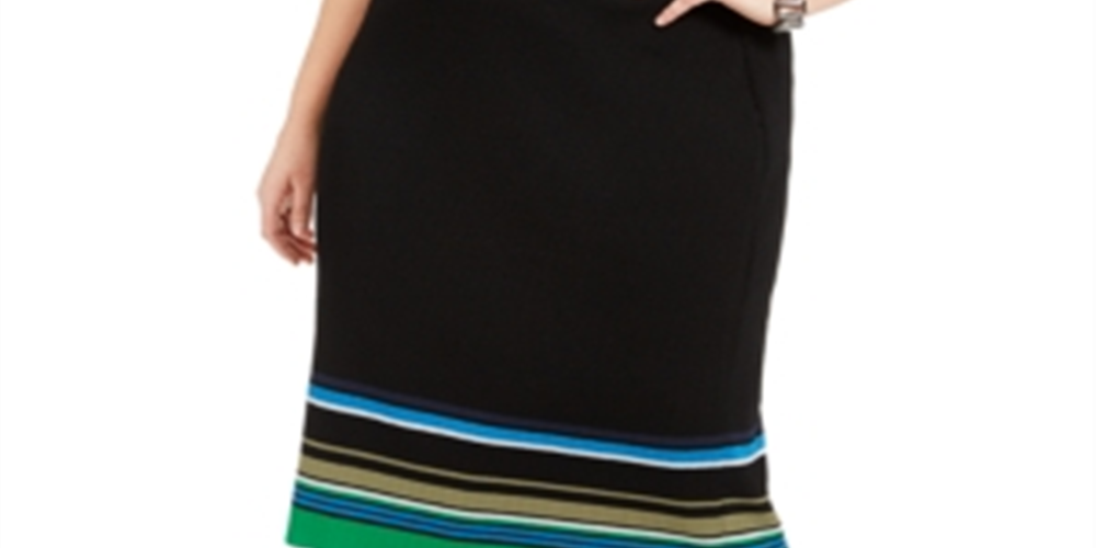Inc International Concepts Saia feminina listrada metálica plus size verde tamanho 4X