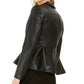 Jaqueta peplum feminina Bar III de couro sintético, preta, tamanho 0