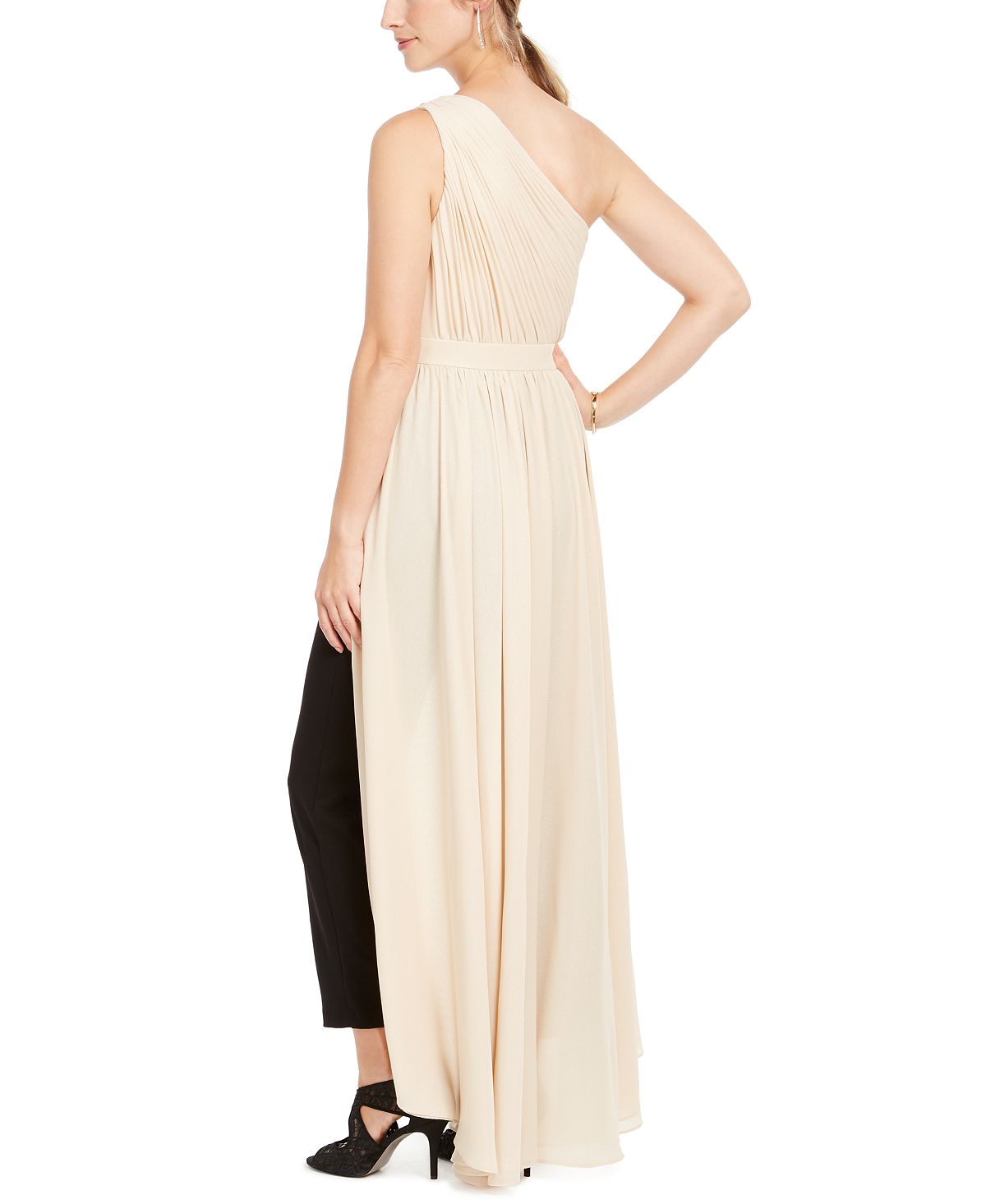 Macacão feminino de crepe Adrianna Papell, nude, tamanho 2