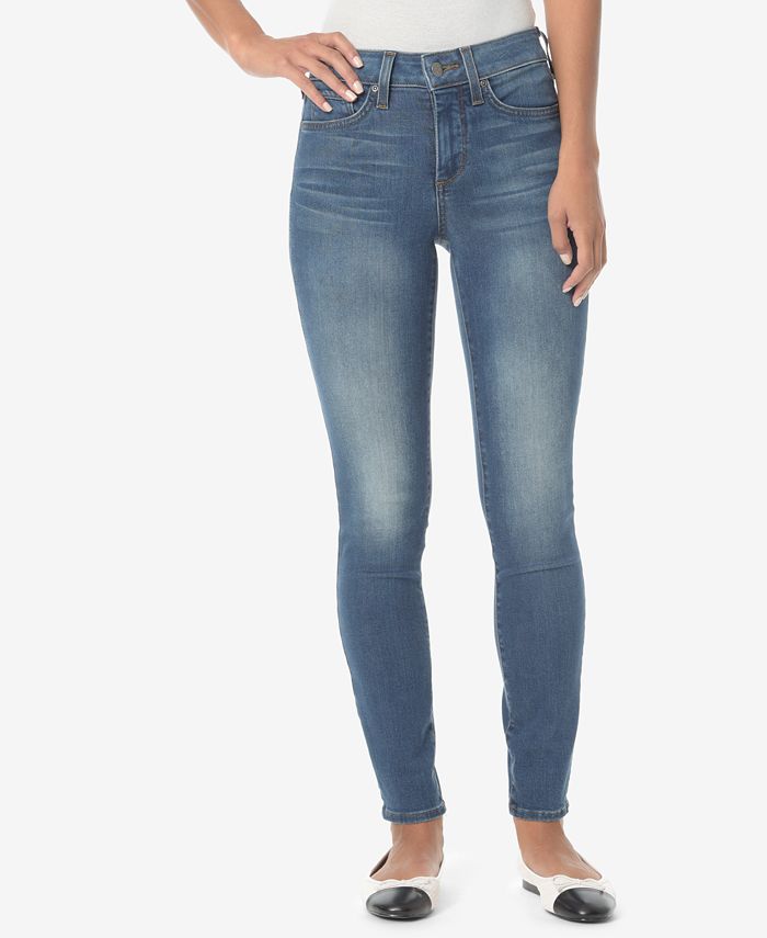 Calça jeans skinny NYDJ feminina, cintura alta, lavagem Whisker, azul, tamanho 14
