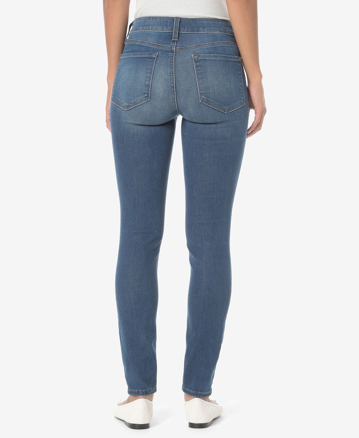 Calça jeans skinny NYDJ feminina, cintura alta, lavagem Whisker, azul, tamanho 14