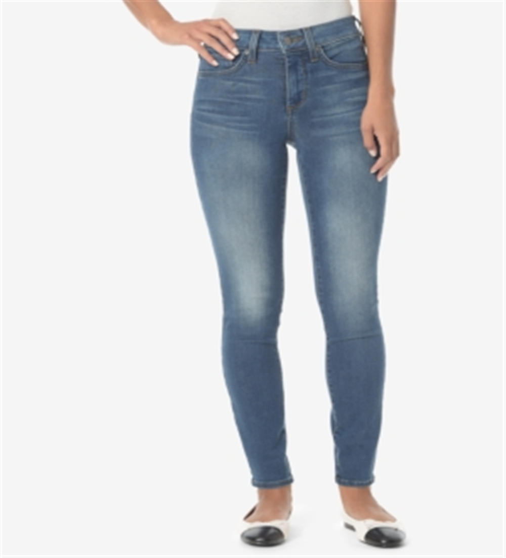 Calça jeans skinny NYDJ feminina, cintura alta, lavagem Whisker, azul, tamanho 14
