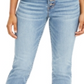 Calça jeans feminina cropped com bainha dupla e perna reta, azul, tamanho 10, da INC International Concepts