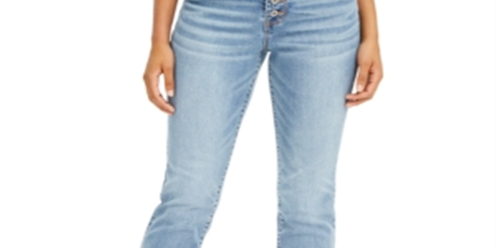 Calça jeans feminina cropped com bainha dupla e perna reta, azul, tamanho 10, da INC International Concepts