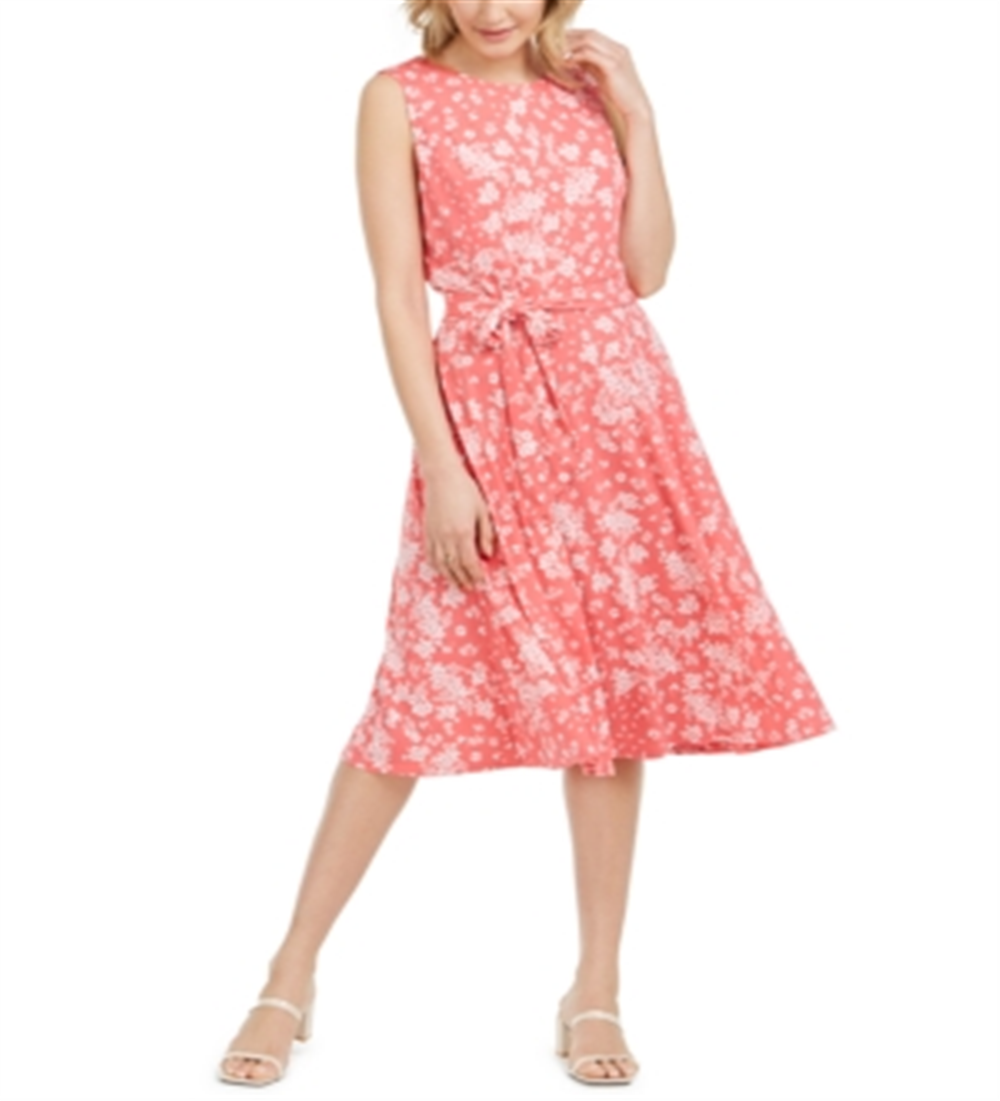 Vestido de malha MIDI com estampa floral feminino Charter Club, vermelho, tamanho GG
