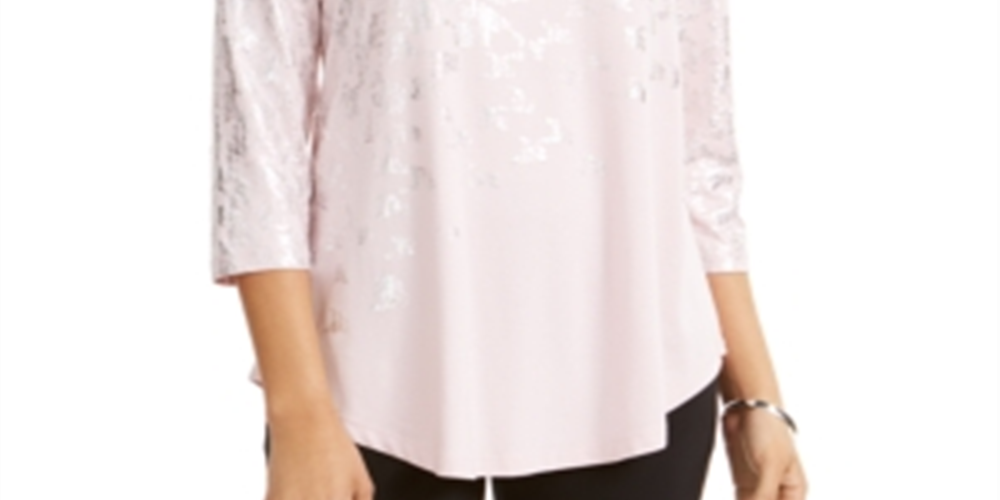 Camiseta estampada feminina JM Collection rosa tamanho pequeno