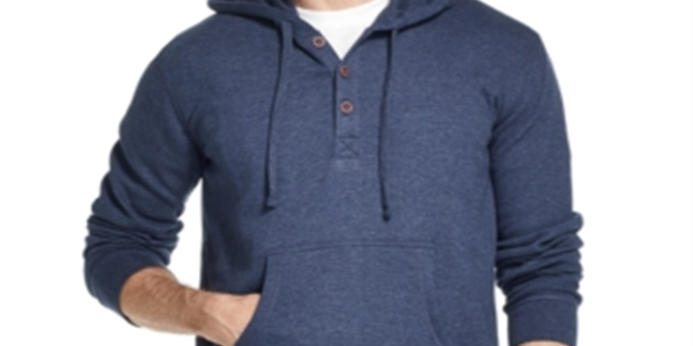 Moletom com capuz Henley texturizado vintage masculino à prova de intempéries, preto, tamanho extragrande