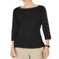 Karen Scott Top Feminino Manga 3/4 com Tachas Preto Tamanho X-S