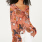Blusa Dickies Feminina Estampa Floral Amarrada na Frente Laranja Tamanho P