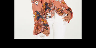 Blusa Dickies Feminina Estampa Floral Amarrada na Frente Laranja Tamanho P