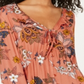 Blusa Dickies Feminina Estampa Floral Amarrada na Frente Laranja Tamanho P