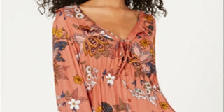 Blusa Dickies Feminina Estampa Floral Amarrada na Frente Laranja Tamanho P