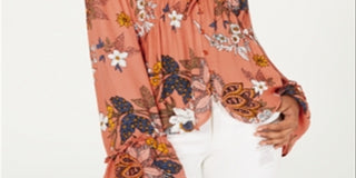 Blusa Dickies Feminina Estampa Floral Amarrada na Frente Laranja Tamanho P