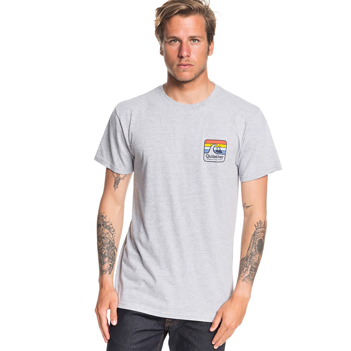 Camiseta Quiksilver Clean Lines Masculina Cinza Tamanho X-Grande