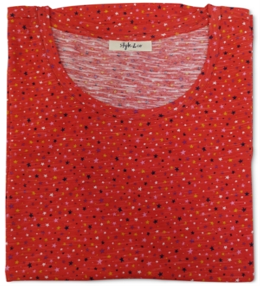 Camiseta feminina estampada em algodão estilo &amp; co, vermelha, tamanho grande