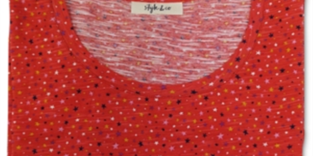 Camiseta feminina estampada em algodão estilo &amp; co, vermelha, tamanho grande