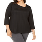Top assimétrico torcido feminino Alfani, preto, tamanho 1X