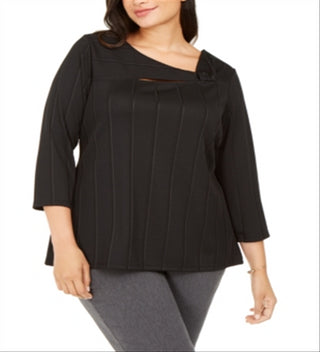 Top assimétrico torcido feminino Alfani, preto, tamanho 1X