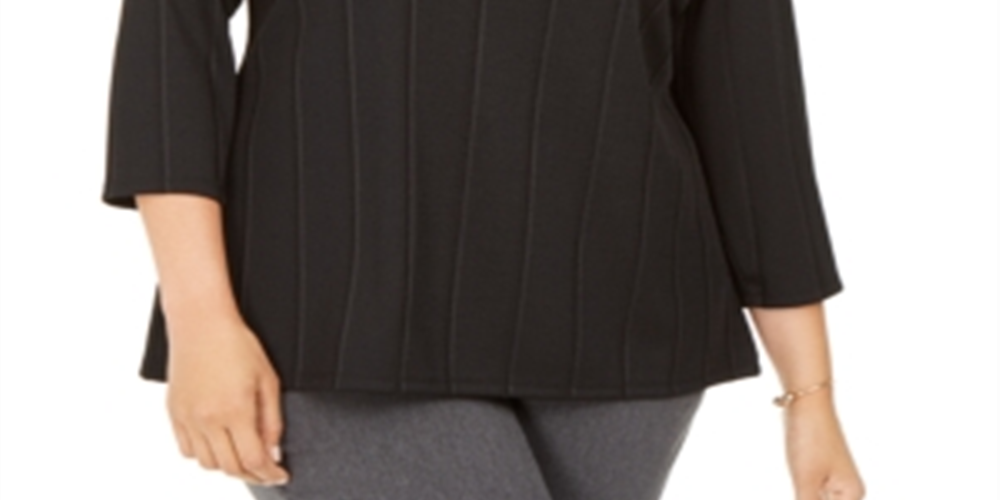 Top assimétrico torcido feminino Alfani, preto, tamanho 1X