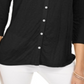 Top feminino com botões frontais e ilhós Style &amp; Co, preto, tamanho grande