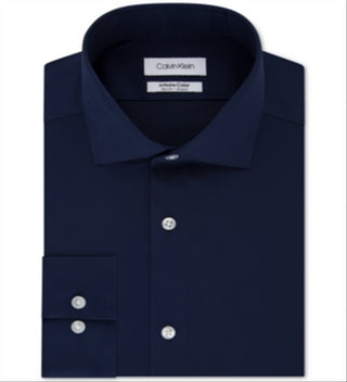 Camisa social masculina Calvin Klein Slim Fit com gola aberta, azul, tamanho 16x32x33