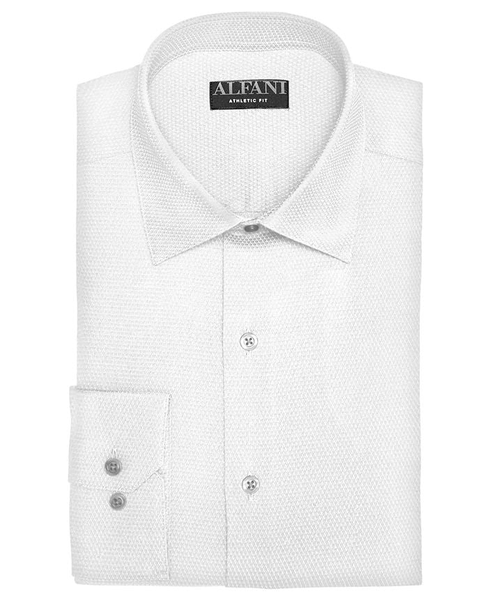 Camisa social texturizada Alfani Reg Classic Fit Performance Stretch Step Twill, tamanho azul, tamanho XL-17,5X36-37