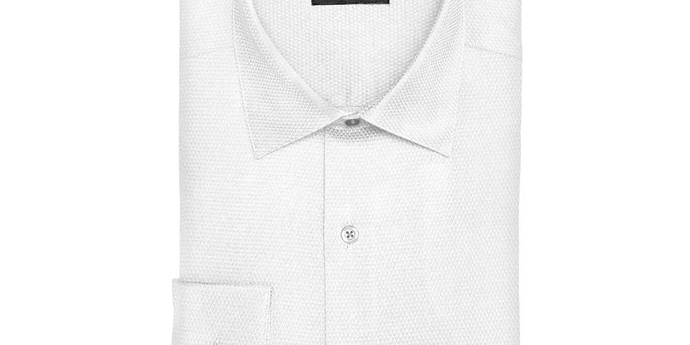 Camisa social texturizada Alfani Reg Classic Fit Performance Stretch Step Twill, tamanho azul, tamanho XL-17,5X36-37