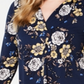 Blusa feminina Charter Club com estampa floral e decote em V, azul, tamanho médio
