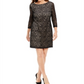 Vestido curto de lantejoulas feminino Jessica Howard Petites, preto, tamanho 4P