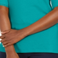 Blusa feminina Karen Scott com decote dividido e acabamento em crochê, verde, tamanho X-S