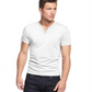 Camiseta masculina Alfani de algodão com gola dividida, branca, tamanho grande