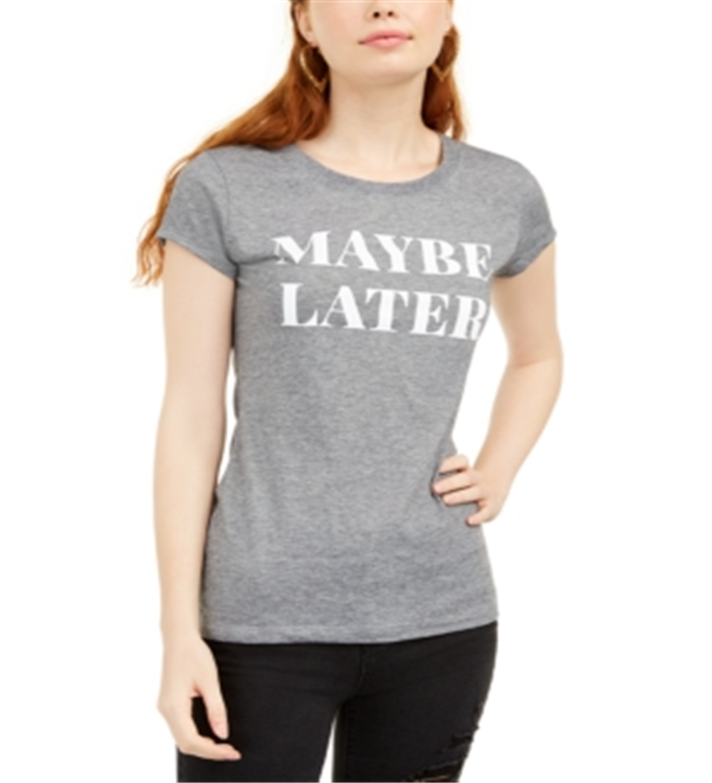 Camiseta gráfica micro listrada Maybe Later da Love Tribe Junior, cinza, tamanho grande