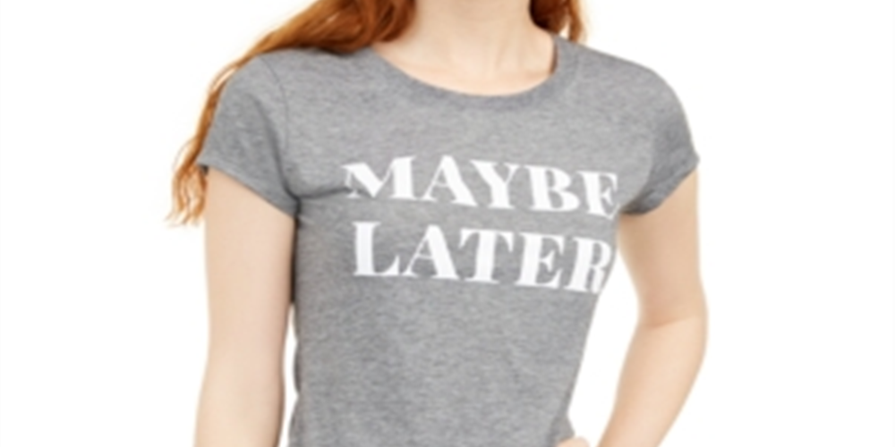 Camiseta gráfica micro listrada Maybe Later da Love Tribe Junior, cinza, tamanho grande