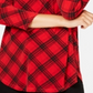 Top xadrez feminino Charter Club com manga 3/4, vermelho, tamanho pequeno GG