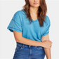 Camiseta feminina All Mine com recorte e bainha exposta, tamanho G, azul, da Free People