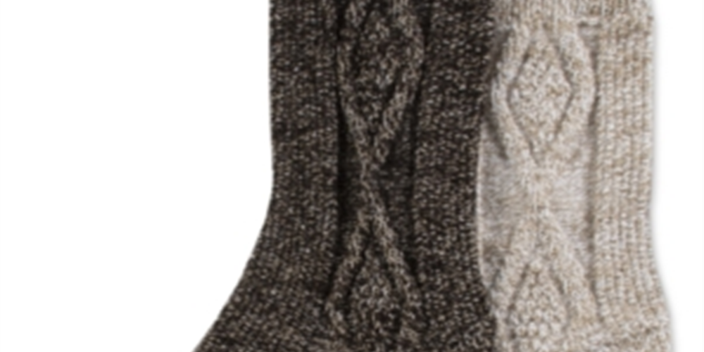 Meias femininas Hue Cable Boot Crew, pacote com 2, marrom, tamanho único