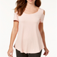 JM Collection Blusa feminina com ombros descobertos, rosa, tamanho pequeno