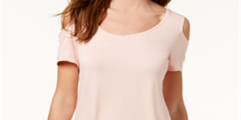 JM Collection Blusa feminina com ombros descobertos, rosa, tamanho pequeno