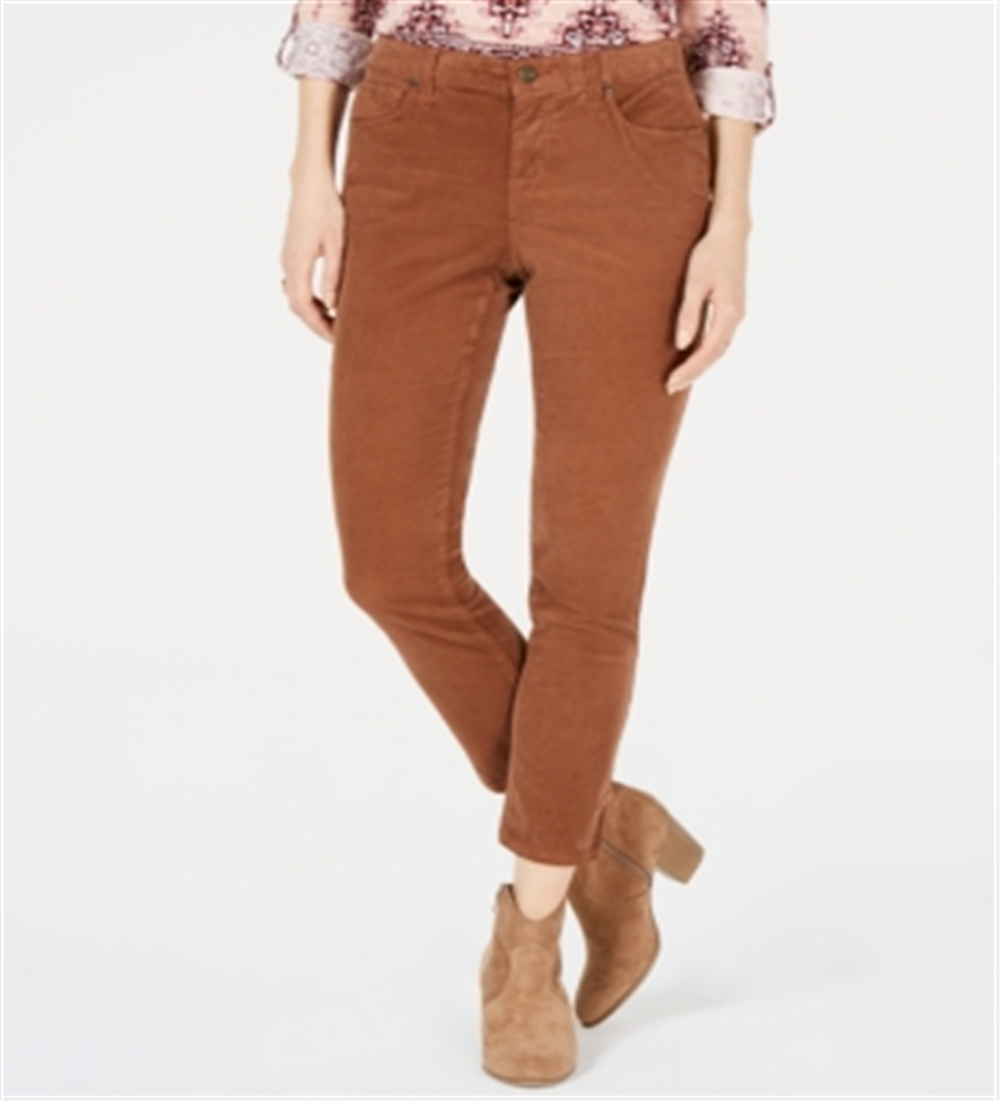 Calça de veludo cotelê Style &amp; Co Petite Tummy Control marrom tamanho 8 P