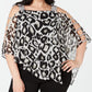 Blusa feminina MSK com strass e estampa animal, gola quadrada, preta, tamanho 1X