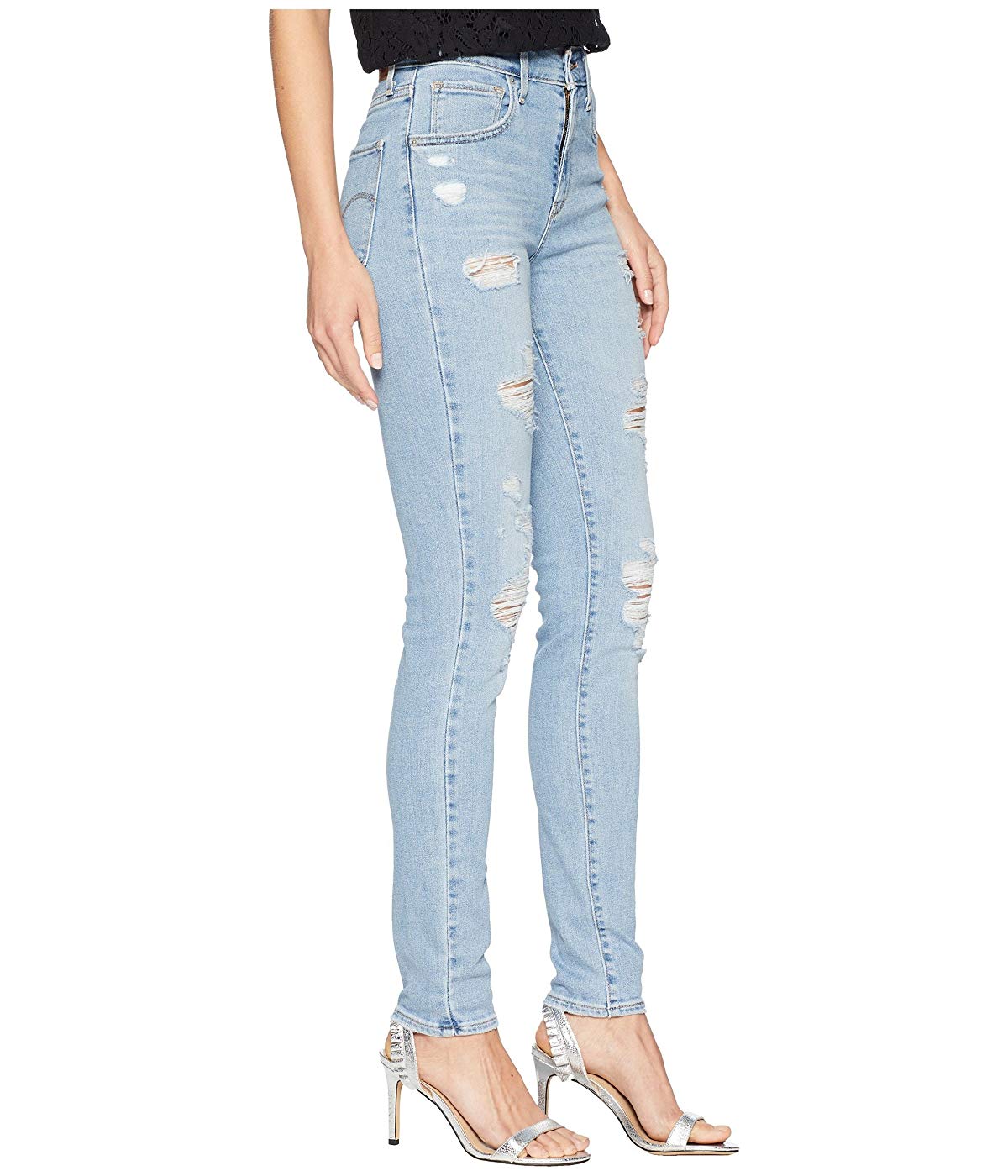 Calça Jeans Skinny Feminina Levi's 721 High Rise Ripped Azul Tamanho 27x30