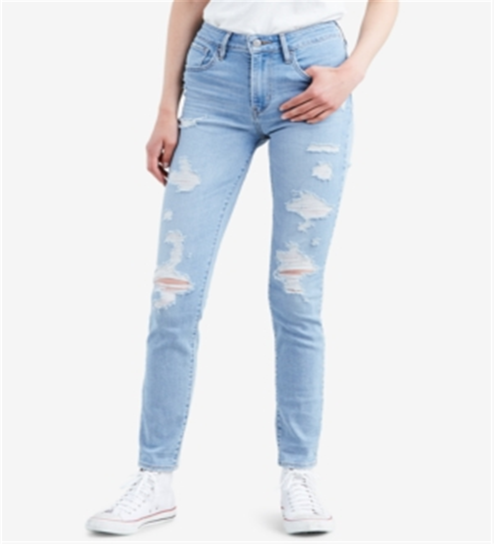 Calça Jeans Skinny Feminina Levi's 721 High Rise Ripped Azul Tamanho 27x30