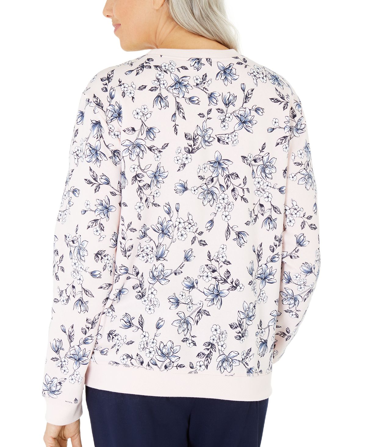 Moletom feminino Karen Scott Serene com estampa de lã rosa, tamanho pequeno