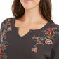 Camiseta térmica feminina de algodão bordado Style &amp; Co, cinza, tamanho PP