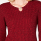 Karen Scott Suéter Feminino de Tricô com Cordão de Algodão e Buraco de Fechadura Vermelho Tamanho Pequeno Pequeno