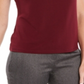 Blusa feminina Kasper com manga curta e fenda em crepe musgo vermelho tamanho pequeno