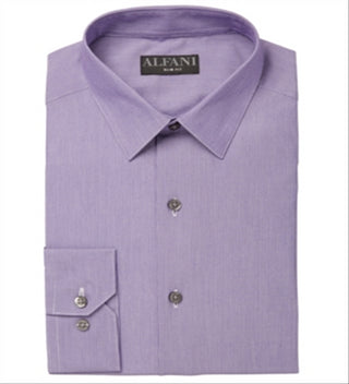 Camisa masculina Alfani de manga comprida com botões, roxa, tamanho M