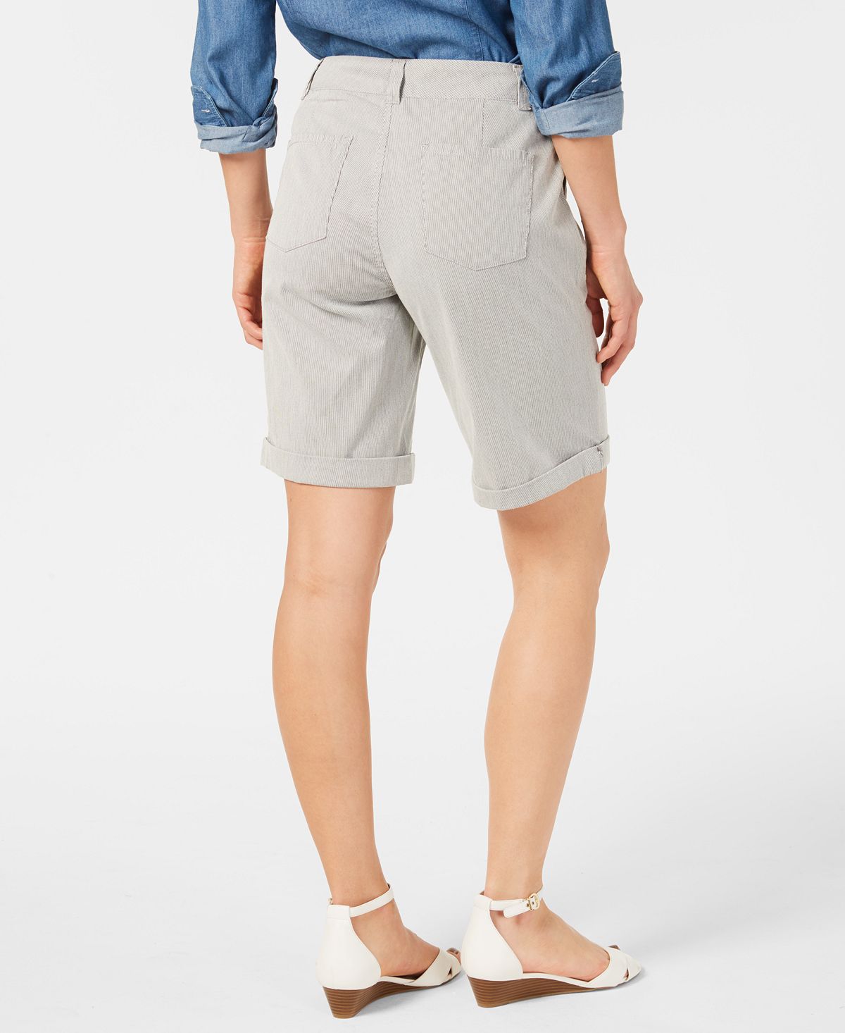 Shorts femininos Charter Club Utility Pocket com punho, cinza, tamanho 16